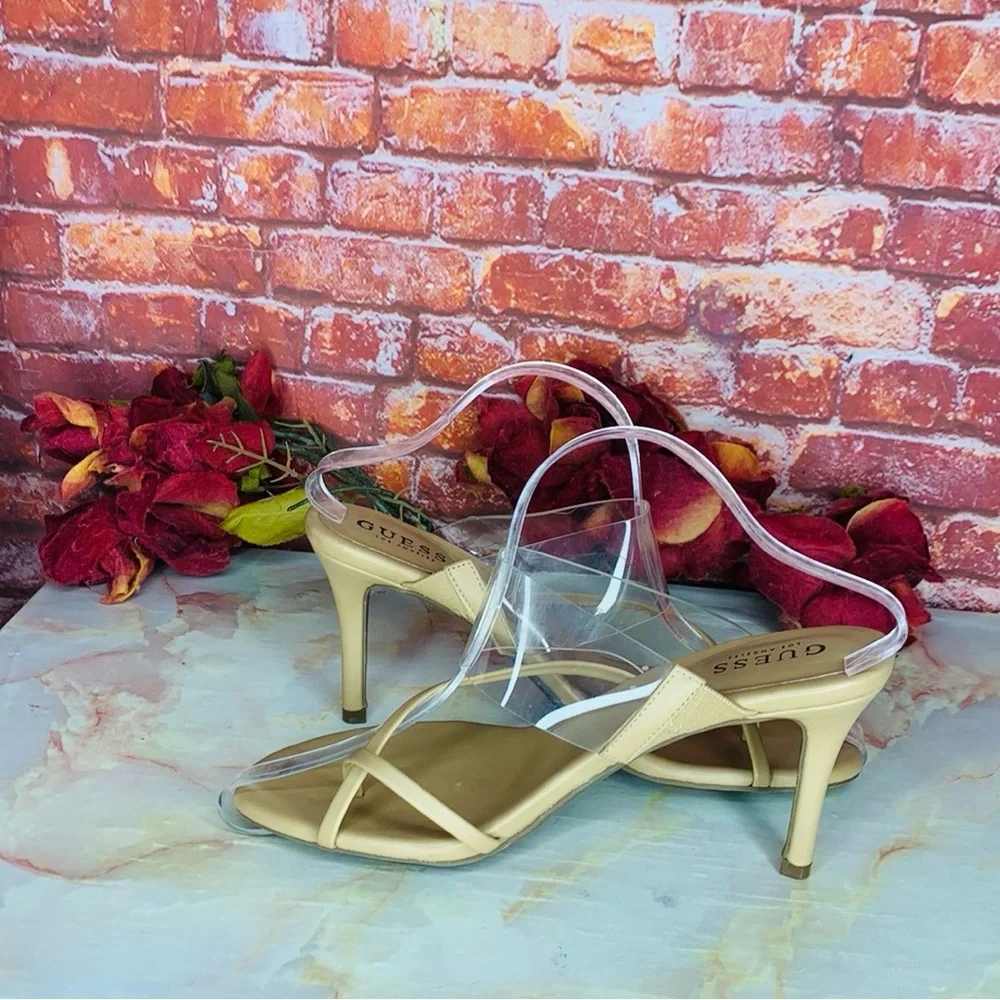 Guess Tan Heeled Slide Kayce Sandals